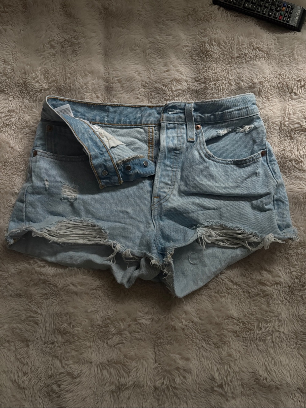 Levi's Light Blue Distressed Denim Cutoff Shorts